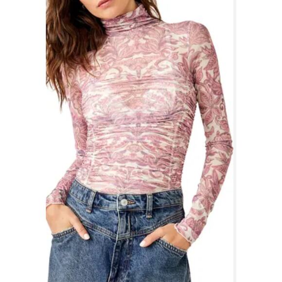 NWOT Free People X Revolve Under It All Printed Bodysuit in Peony Combo. Size XS - Picture 2 of 7